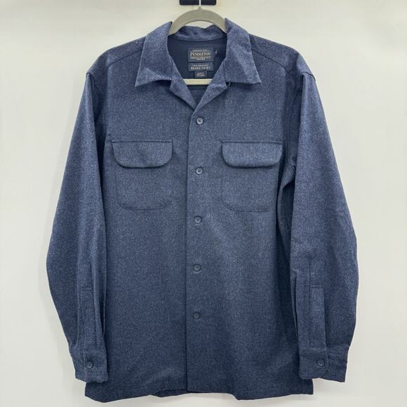 Pendleton The Original Board Shirt Mens Small Navy Blue Solid Virgin Wool Button - Picture 1 of 8